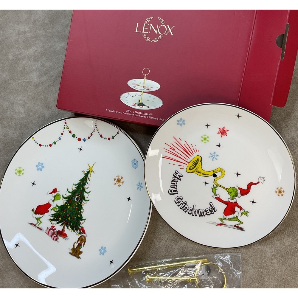 Lenox Merry Grinchmas‎ 2-Tiered Server Dinnerware Grinch Christmas Serving Plate